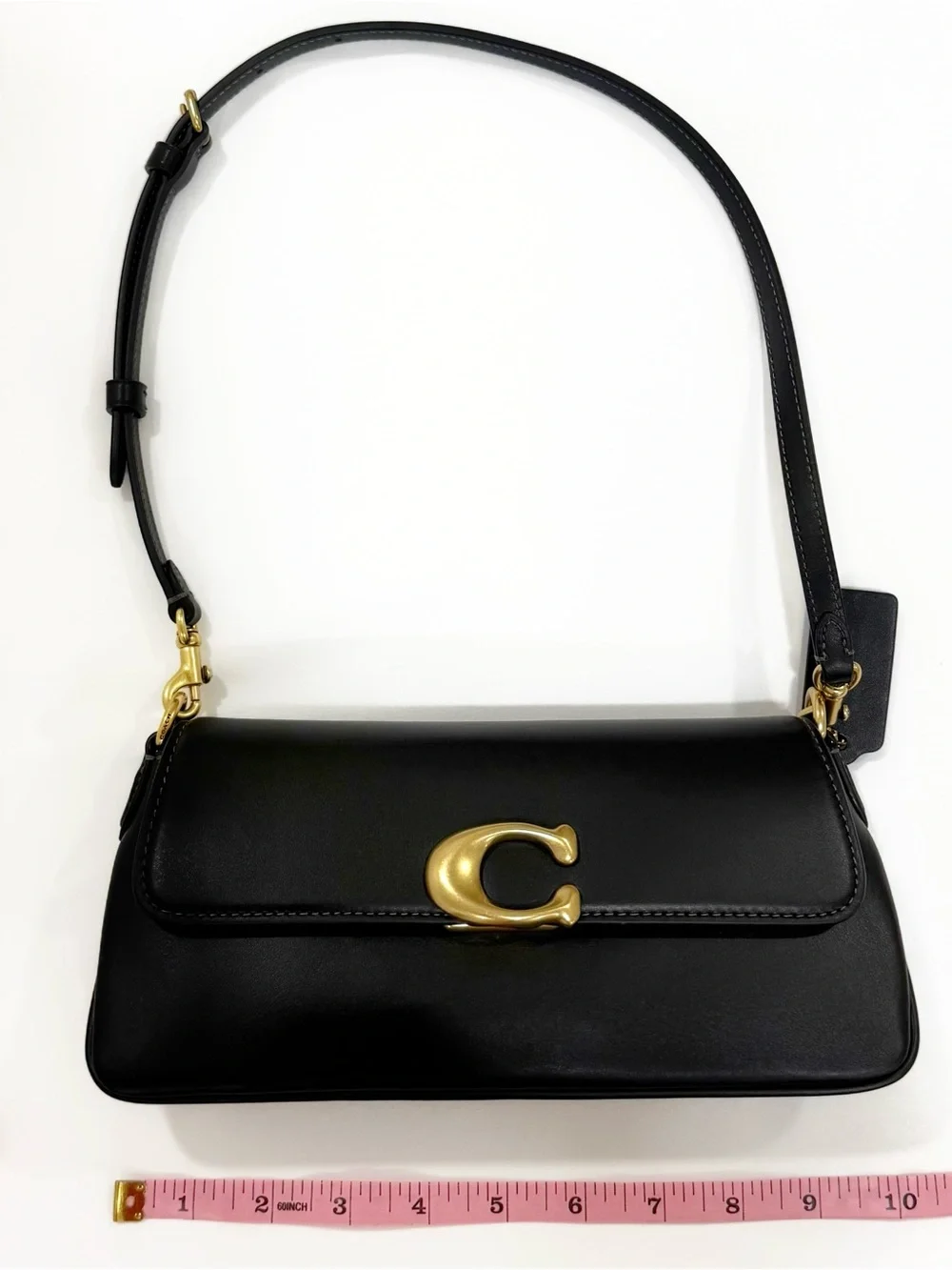 New Coach Jet black leather shoulder bag & crossbody strap
